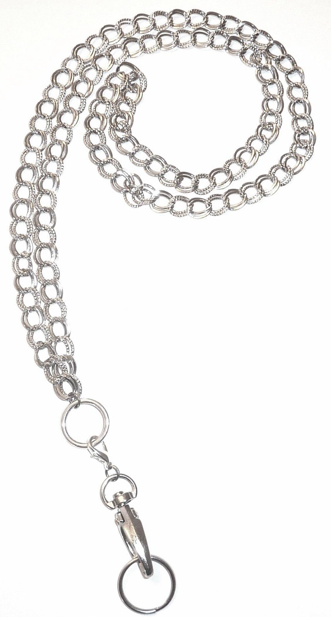 Trendy Double Chain Breakaway Clasp Lanyards for ID Card Badge Holder, Women Teacher Nurse Cruise Key Keychain