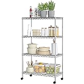 Seville Classics Solid Steel Wire Shelving Storage Unit Adjustable Shelves Organizer Rack, for Home, Kitchen, Office, Garage, Bedroom, Closet, Steel, 4-Tier, 30" W x 14" D