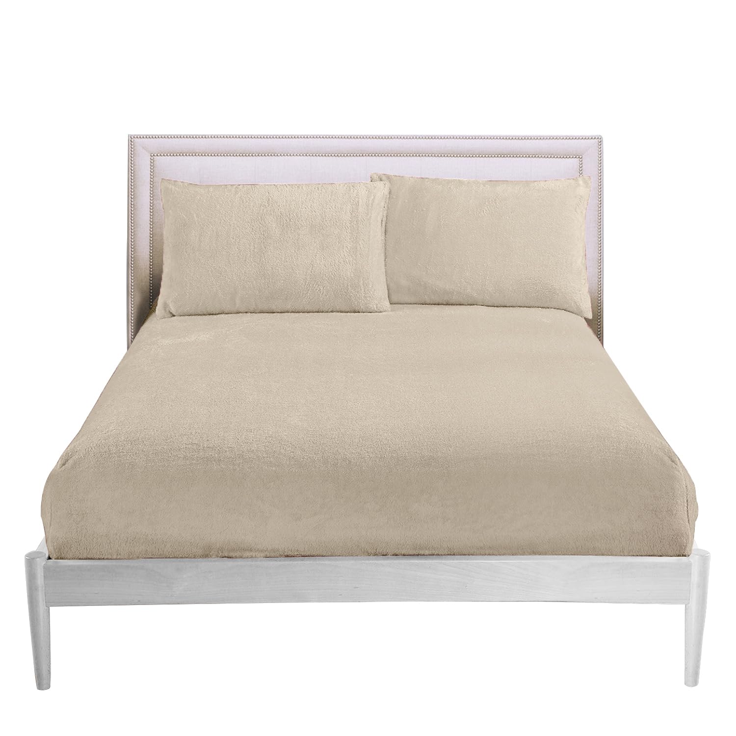 GC GAVENO CAVAILIA Fitted Sheet Single Bed (91x193 cm) - Cozy Teddy Bear Bedding Fleece Fitted Sheets, Soft Fluffy Plain Single Bed Sheet 25cm Deep Elastic Corners - Washable & Easycare, Cream — image 1