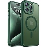 CANSHN Magnetic Compatible with iPhone 15 Pro Max Case, Upgraded [Full Camera Protection] [Compatible with Magsafe] [Translucent Matte] Shockproof Protective Phone Case Cover 6.7 Inch - Deep Green