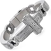 Klapgo Mens Cross Stainless Steel Bracelet Vintage Retro Punk Cross Bracelet for Men, 8.66" Gothic Jewelry with Polished Engraved Design Men's link for Men