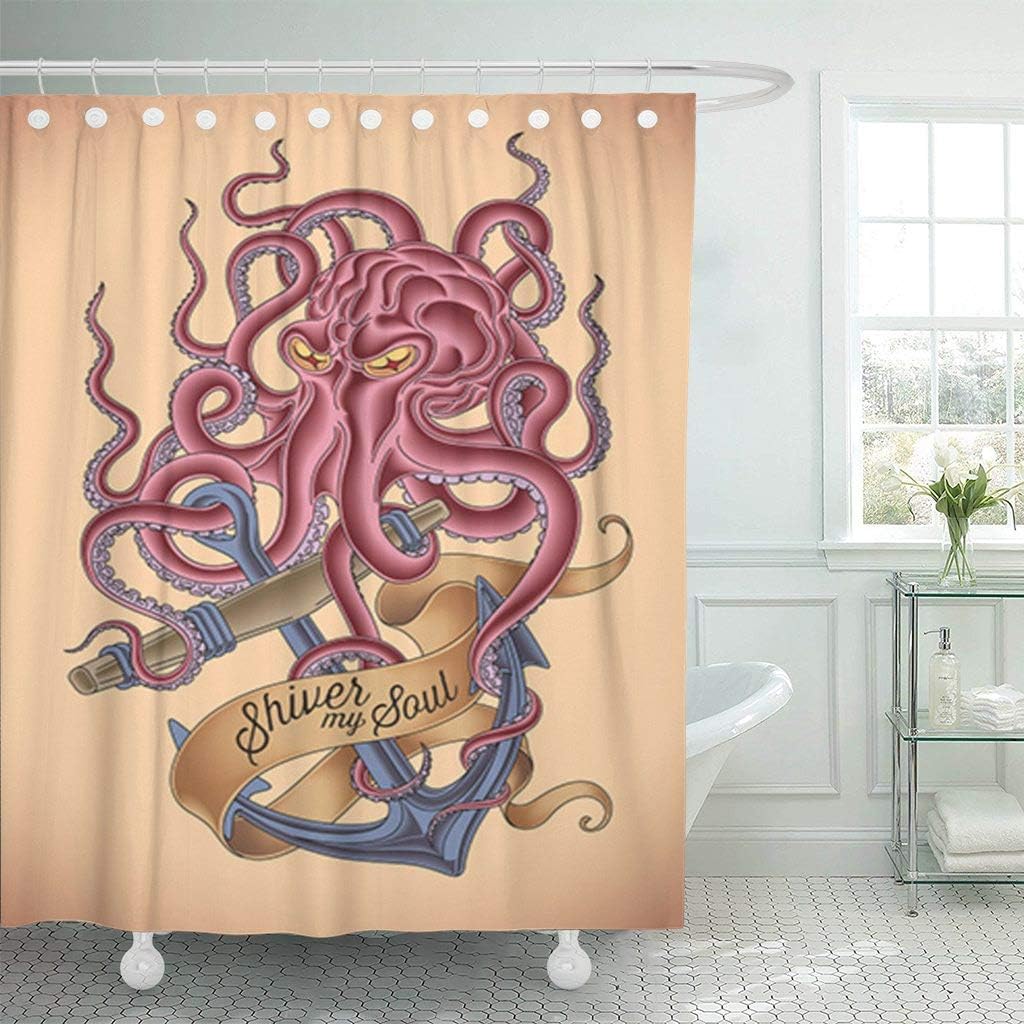 Amazon Com Emvency Fabric Shower Curtain Curtains With Hooks Navy