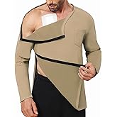 Fleece Lined Men's Post Shoulder Surgery Recovery Shirt Full Snap Tear Away Long Sleeve Chemo Port Access Adaptive Clohting