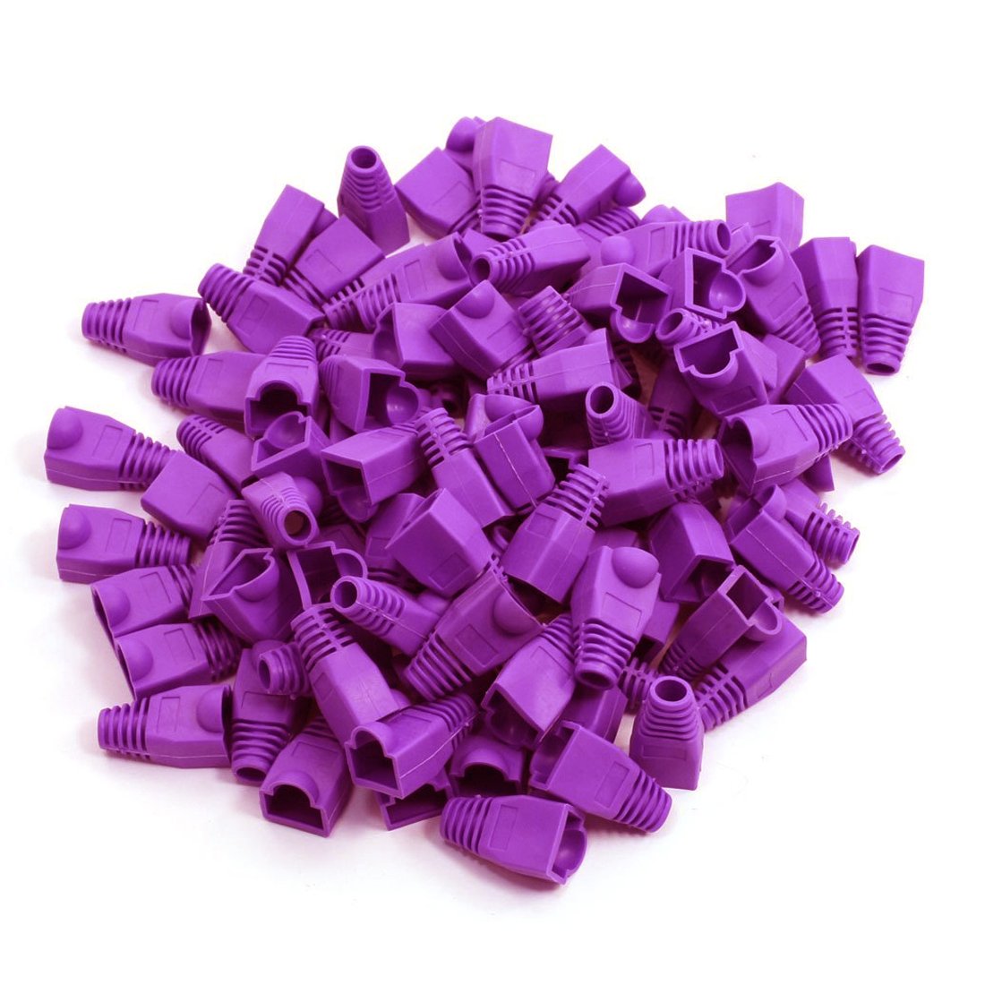 YIOVVOM Soft Plastic Ethernet RJ45 Cable Connector Boots Cover Strain Relief Boots CAT5 CAT5E CAT6 CAT6E 100PCS (Purple) — image 1