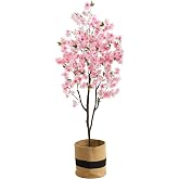 Nearly Natural 6ft. Artificial Cherry Blossom Tree with Handmade Jute &amp; Cotton Basket