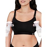 Pumping Bra Hands Free Zip Opening Design Seamless Nursing Bras for Breastfeeding High Support Nursing & Pumping Bra in One Black M