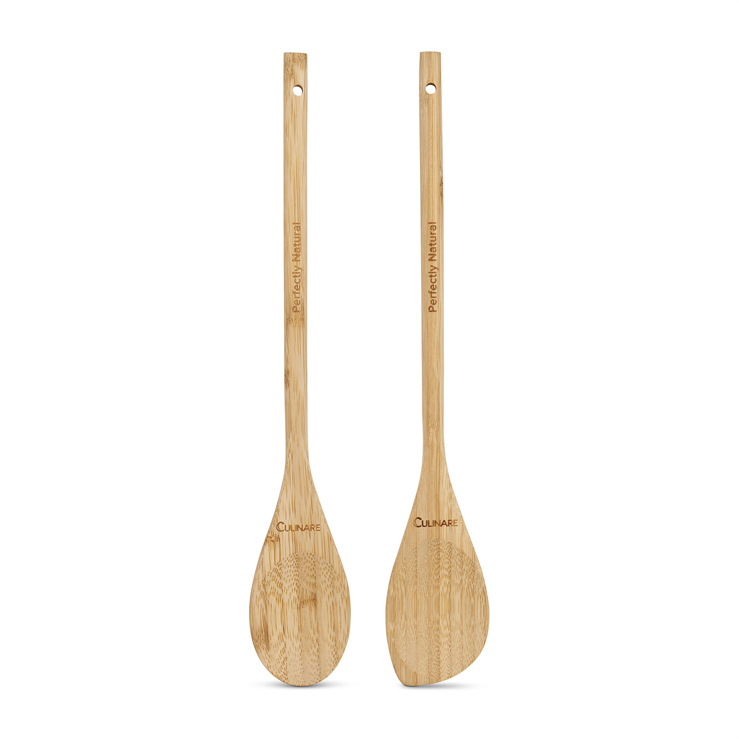 Culinare Naturals C70019 2 Piece Wooden Spoon, Sustainable Bamboo, (L) 310 mm x (W) 60 mm, Kitchen Cooking Spoon Utensils/Tools, Includes 2 x Long Wood Spoons, Not Dishwasher Safe