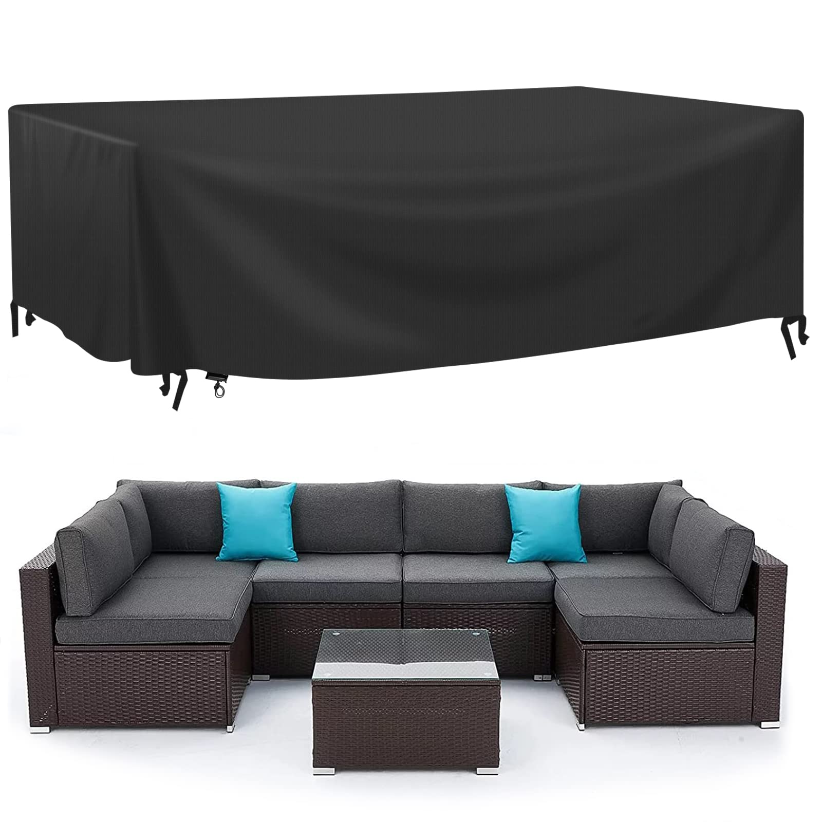 MOKANI Garden Furniture Covers - Waterproof, 250x210x90cm, Oxford 420D, Rectangular Patio Set Covers