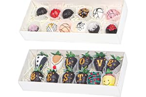 TEMLQPACK 20Pack 12x 4.8 x 2Inches Clear Chocolate Covered Strawberries Boxes for 12 Cookies Boxes Charcuterie Boxes Bakery Boxes Cakesickle Gift Boxes for Christmas Valentine's Mother's Day