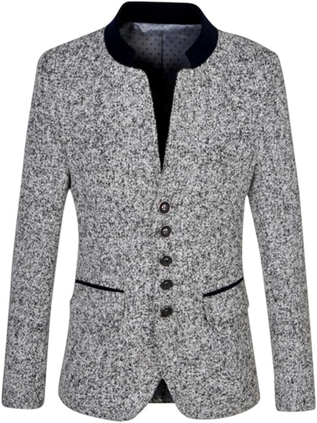 HZMK Men's Stand Collar Blazer