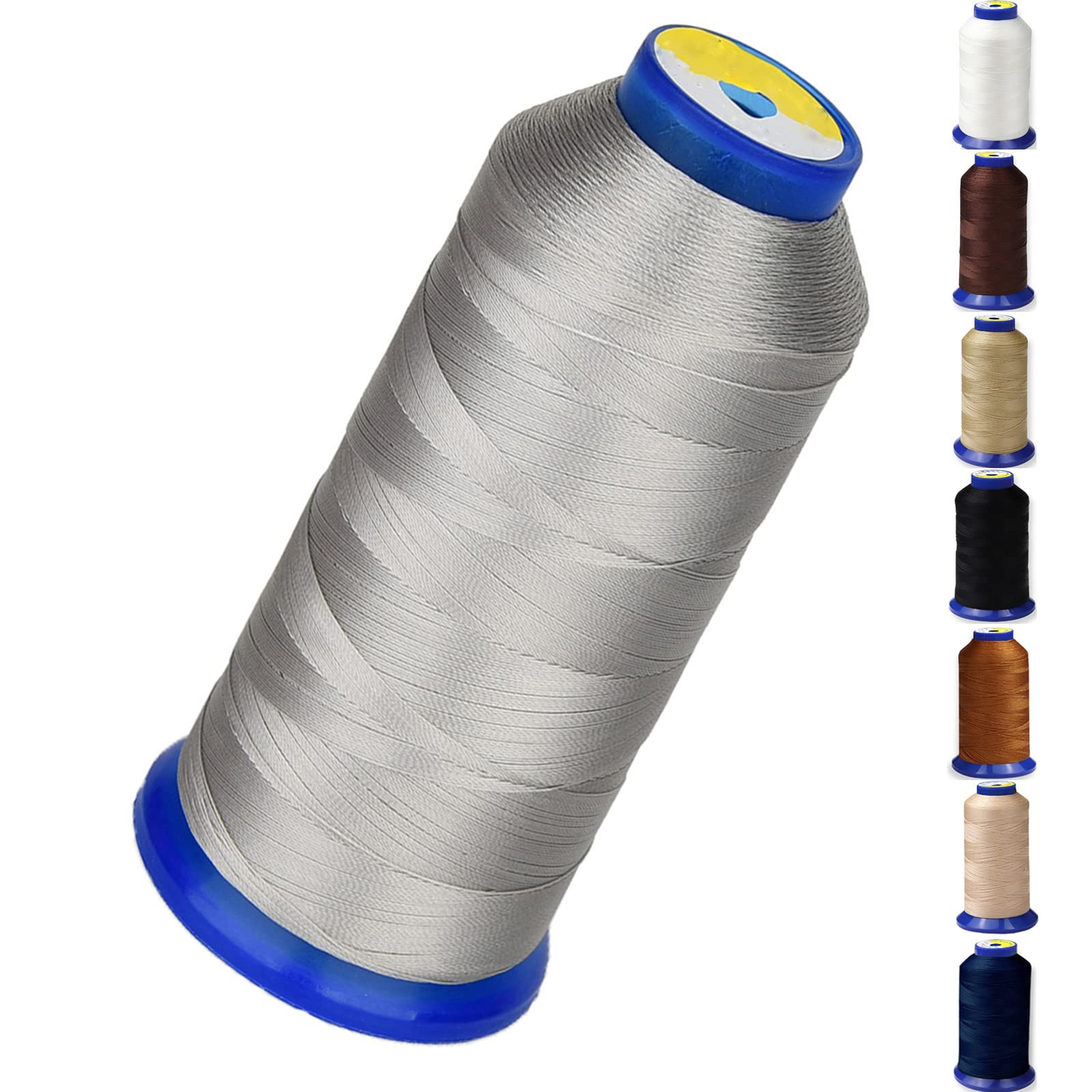 Bonded Nylon Thread for Sewing Leather,Upholstery,Jeans and Wig; #69 T70 Size 210D/3 1400 Yards (Silver)