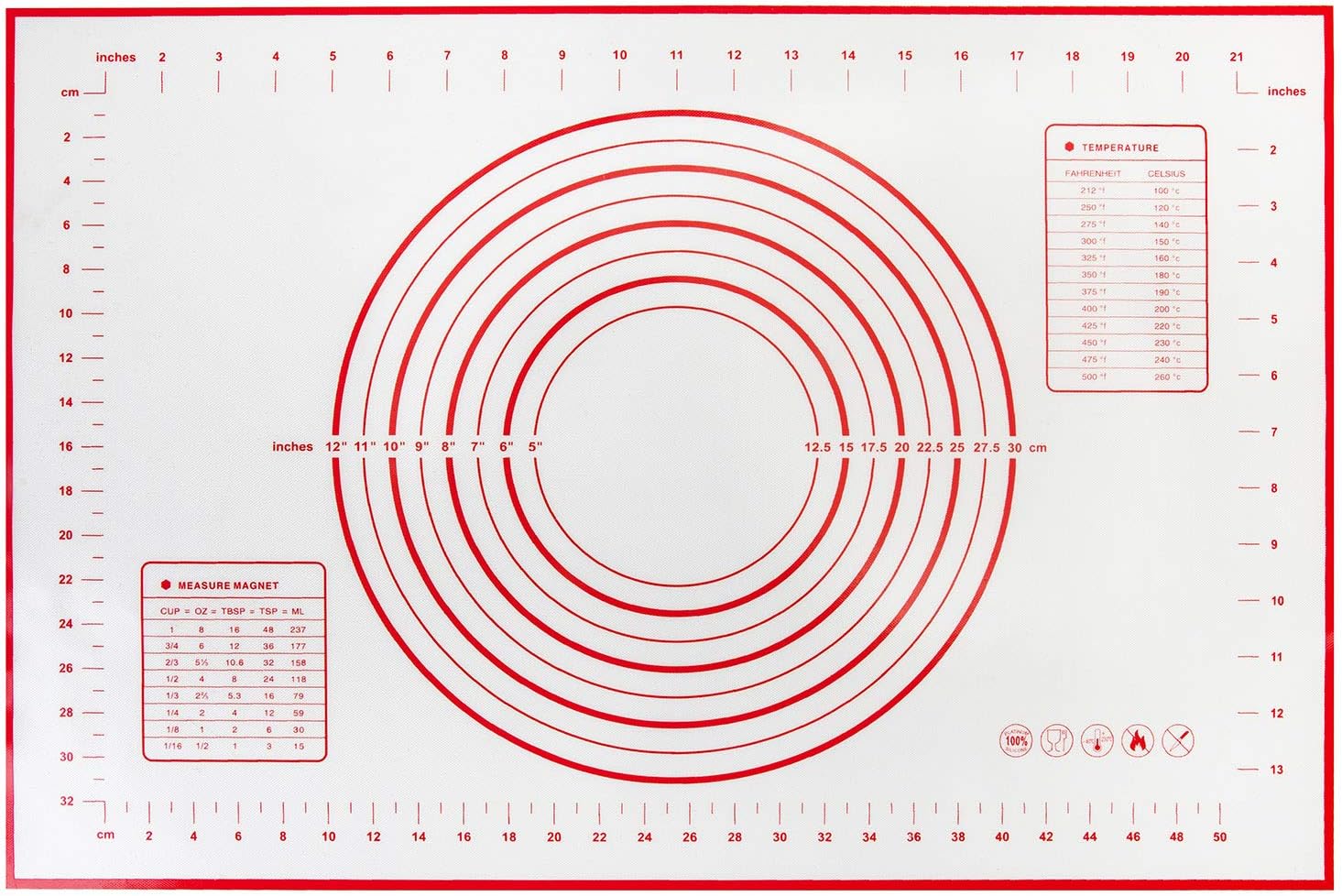 FANPOYOR Silicone Pastry Baking Mat - Reusable，Non-Slip， Non- Stick， Easy to Clean Pastry Mat with Measurements,Perfect Bakeware for Making Cookies Macarons, Pizza and Pastry 15.7 x 23.6 Inch …