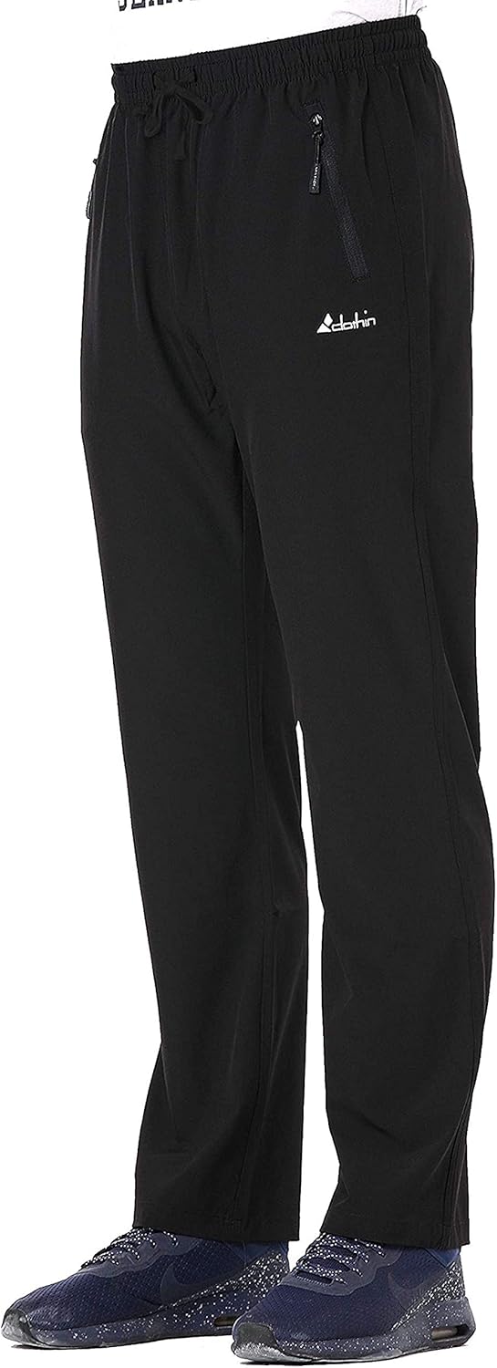 Clothin Men's Elastic-Waist Drawstring Pants for Sport Exercise Travel, Quick-Dry, Stretchy : Clothing