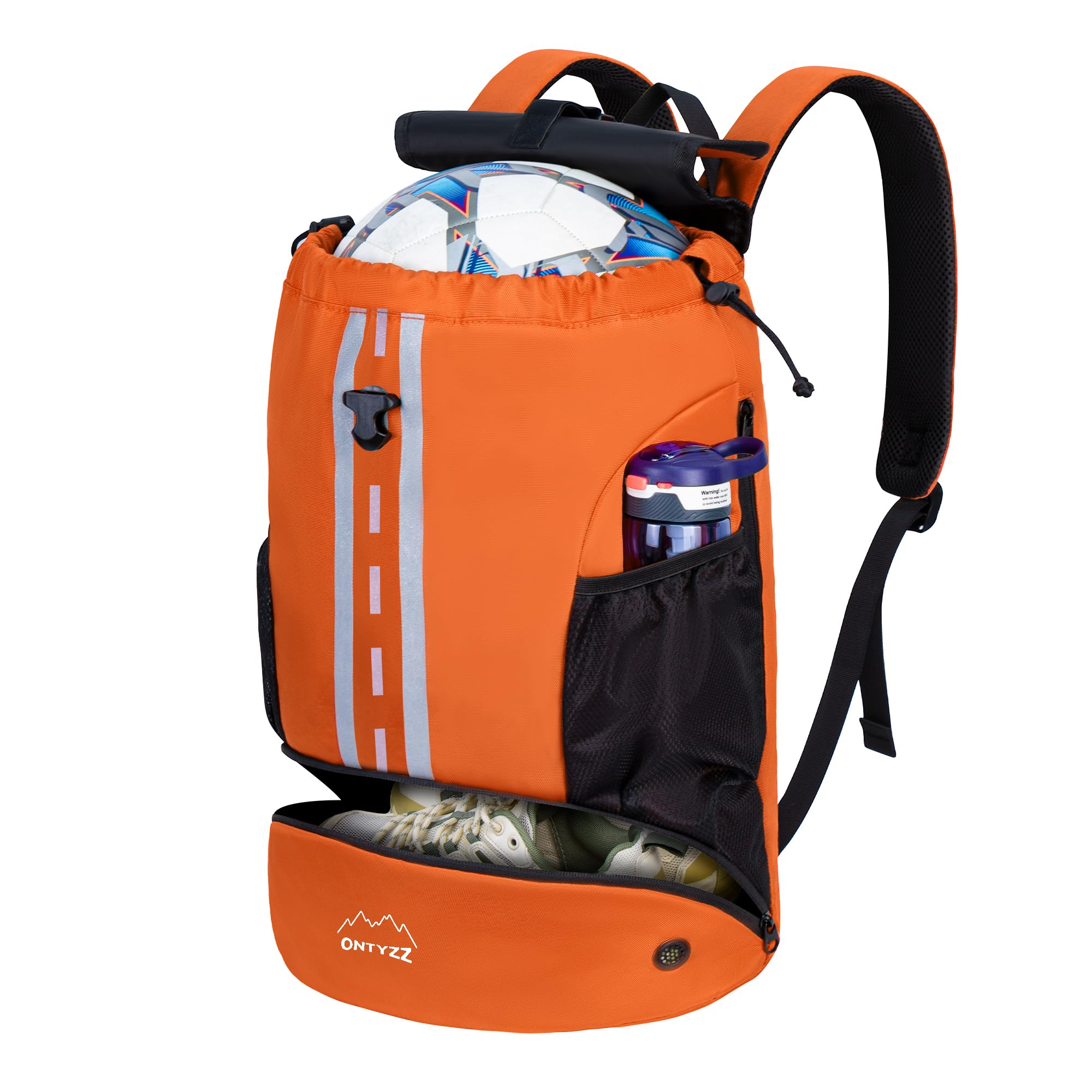 ONTYZZ Football Bag Drawstring Backpack with Shoes Compartment Sports Rucksack Waterproof with Dry-wet PE Bag for Volleyball Basketball Swimming Beach Gym Sack