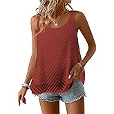 Falechay Womens Tank Tops Flowy Sleeveless Summer Boho Tank Top for Women Crewneck Casual Spaghetti Strap Lace Camisole Shirt