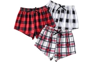 Milumia Girl's 3 Pieces Casual Plaid Print Elastic Waist Comfy Summer Fall Shorts