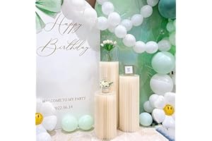 AHUAWA Cylinder Stands for Party 3Pcs Round Pedestal Stand Foldable Cardboard Columns Cylinder Tables for Parties Baby Shower Birthday Wedding Pillars Display Decoration