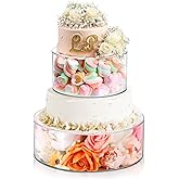 Jucoan Set of 2 Clear Acrylic Fillable Cake Stand, Cake Tier Display Stand Cupcake Stand, 12 Inch & 8 Inch Round Cylinder Dis