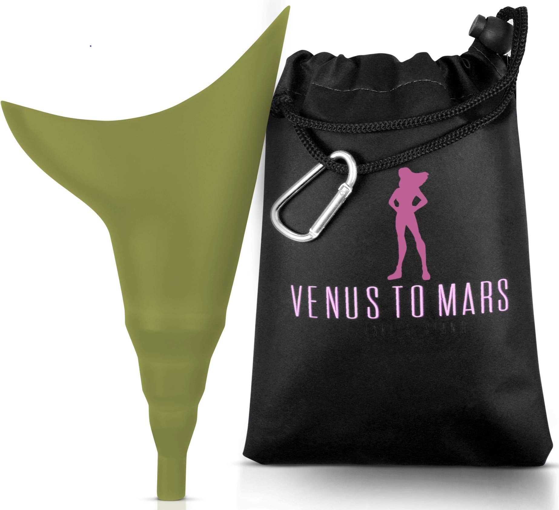 Venus To Mars Silicone Female Urination Device – Portable Female Urinal Lets You Pee Standing Up – Reusable Womens Pee Funnel for Travel, Festivals, Camping, Outdoor Activities- Carry Bag Included.
