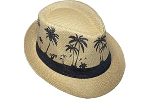 JK Home Hawaiian Fedora Straw Hats for Men Women Unisex Trilby Panama Summer Sun Jazz Costume Party Cap