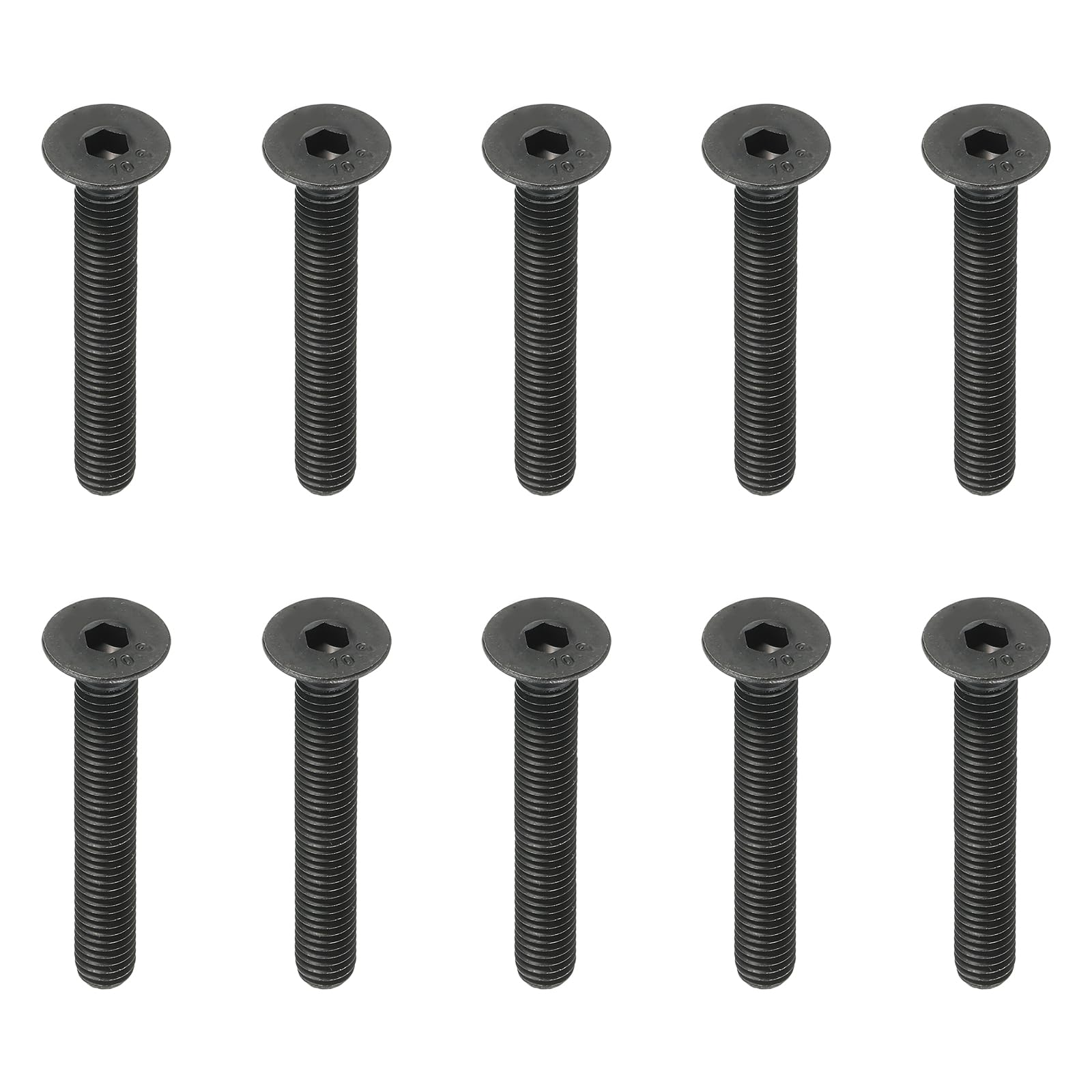 PATIKIL M8 x 60 mm Flat Head Socket Cap Screws, 10 Pack Flat Countersunk Bolts Medium Carbon Steel Hex Socket Drive Machine Screws Full Thread Black Oxide Grade 10.9 — image 1