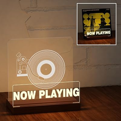 Ammonite Now Playing Vinyl Record Stand LED Light Wood Acrylic Display