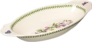 Portmeirion Botanic Garden Oval Baking Dish with Handles, White