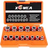XEWEA 14PCS 3/8" Drive Impact Bolt Nut Extractor Set | Professional Stripped Bolt Remover Socket Set, Easy out Tools For Removing Damaged Broken Rounded Off Bolt &amp; Nut, Cr-Mo Steel