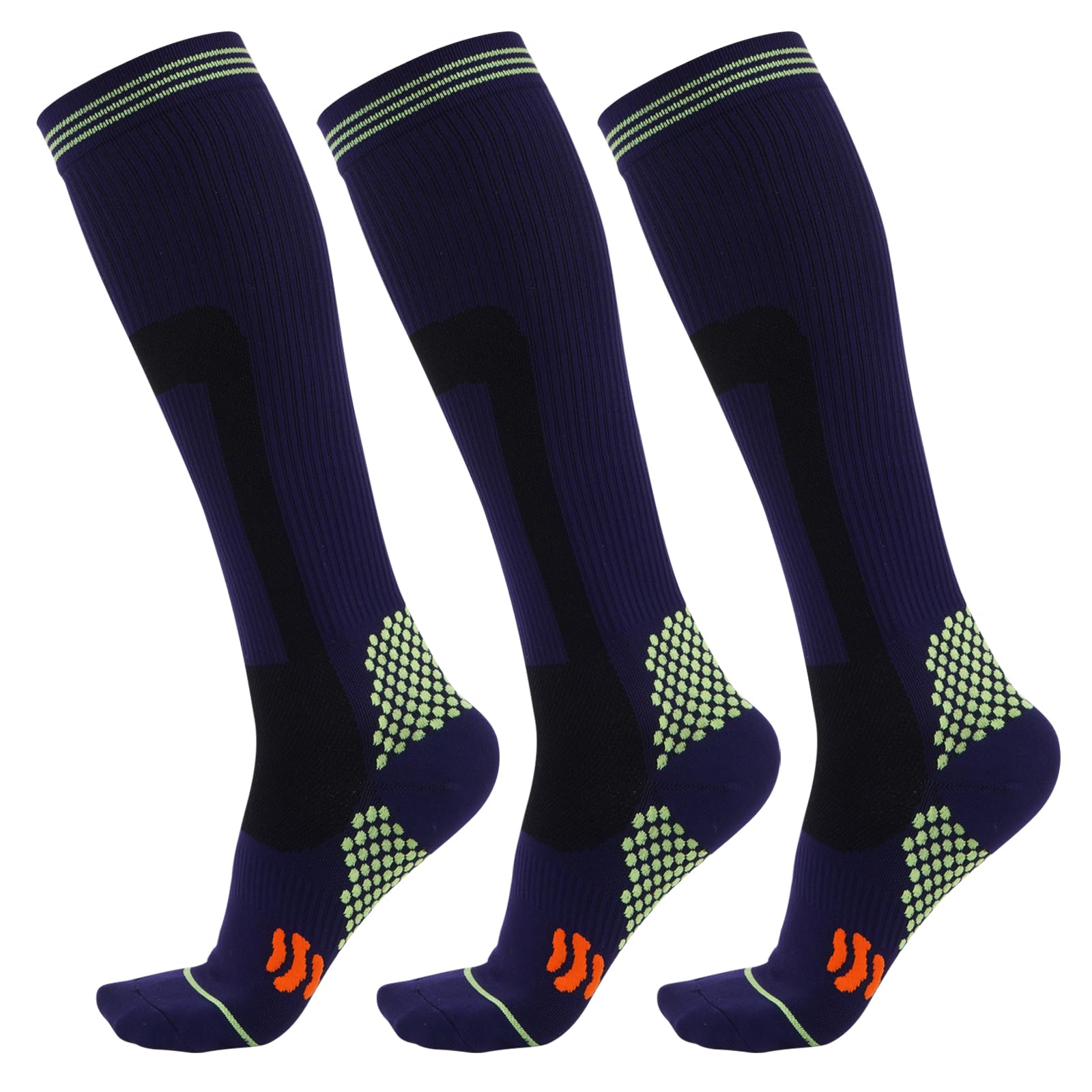 Evolyline 3 Pairs Medical Compression Socks for women & Men，Knee High Compression Socks Men Flight Socks for Men，Circulation Compression Stockings Varicose Veins Socks for Flying Running Sports Travel