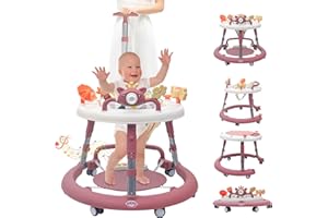 URMACHMORE Baby Walkers, Baby Walker with Wheels,Baby Walker Baby Jumper Activity Center, Adjustable Baby Walkers and Activity Center Bouncer Combo for Boys and Girls for 6-18 Months