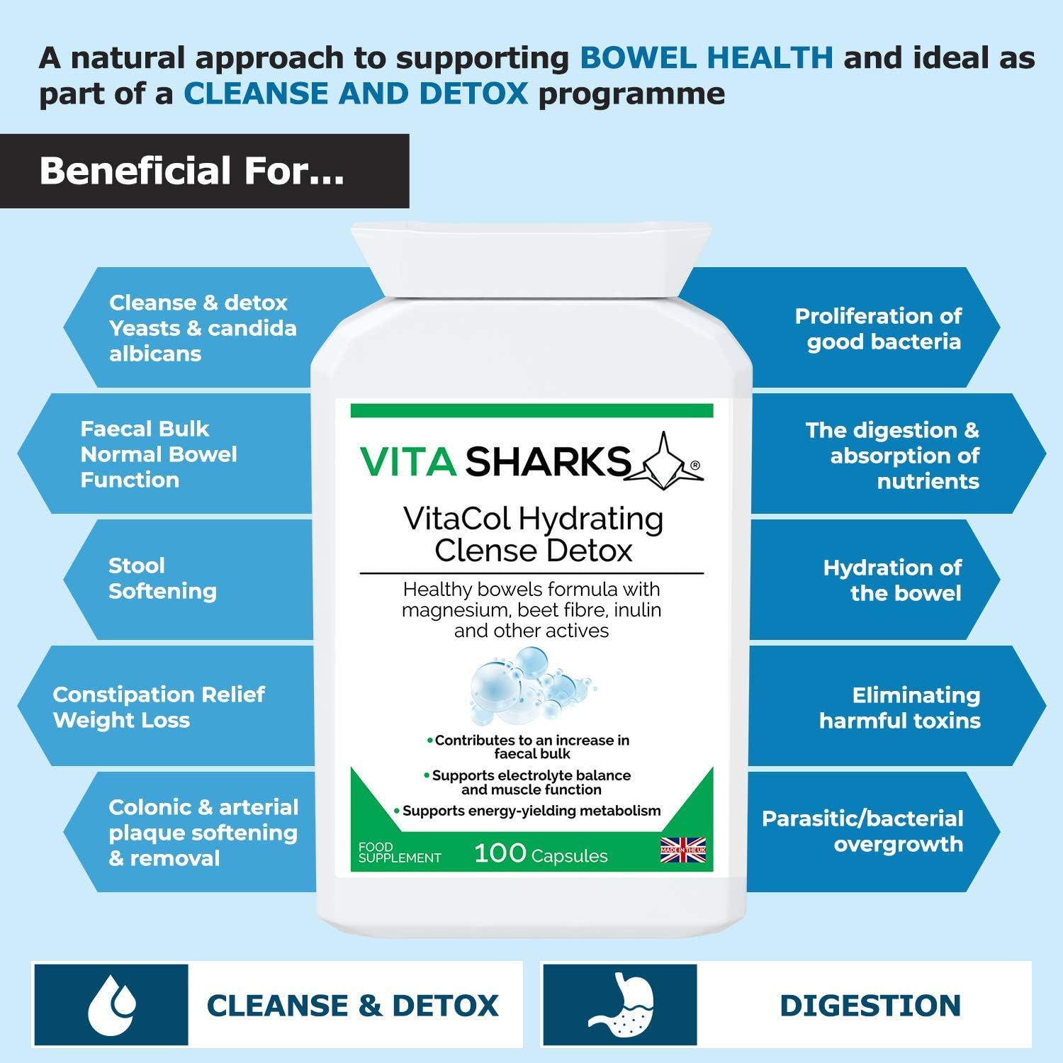 VitaCol Hydrating Cleanse & Detox, 100 count (Pack of 1) - Image 3