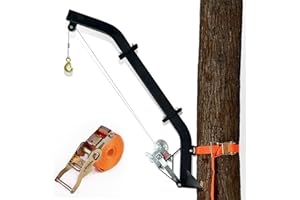 Atflbox Tree Mounted Game Hoist for Hunting with Winch and Ratchet Strap, 500LBS Capacity Hunting Deer Hanger, 26FT Steel Cab