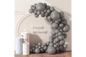 DECOCKRAT 130PCS Gray Balloons, Latex Balloons Different Sizes 18/12/10/5 Inch, Helium Balloons with Ribbon, Party Balloon Set for Birthday Wedding Graduation Anniversary Baby Shower Decorations.