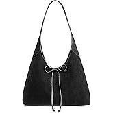 Bow Tie Suede Hobo Bags for Women Large Shoulder Bag Handbags Chic Purse Satchel for Travel Work