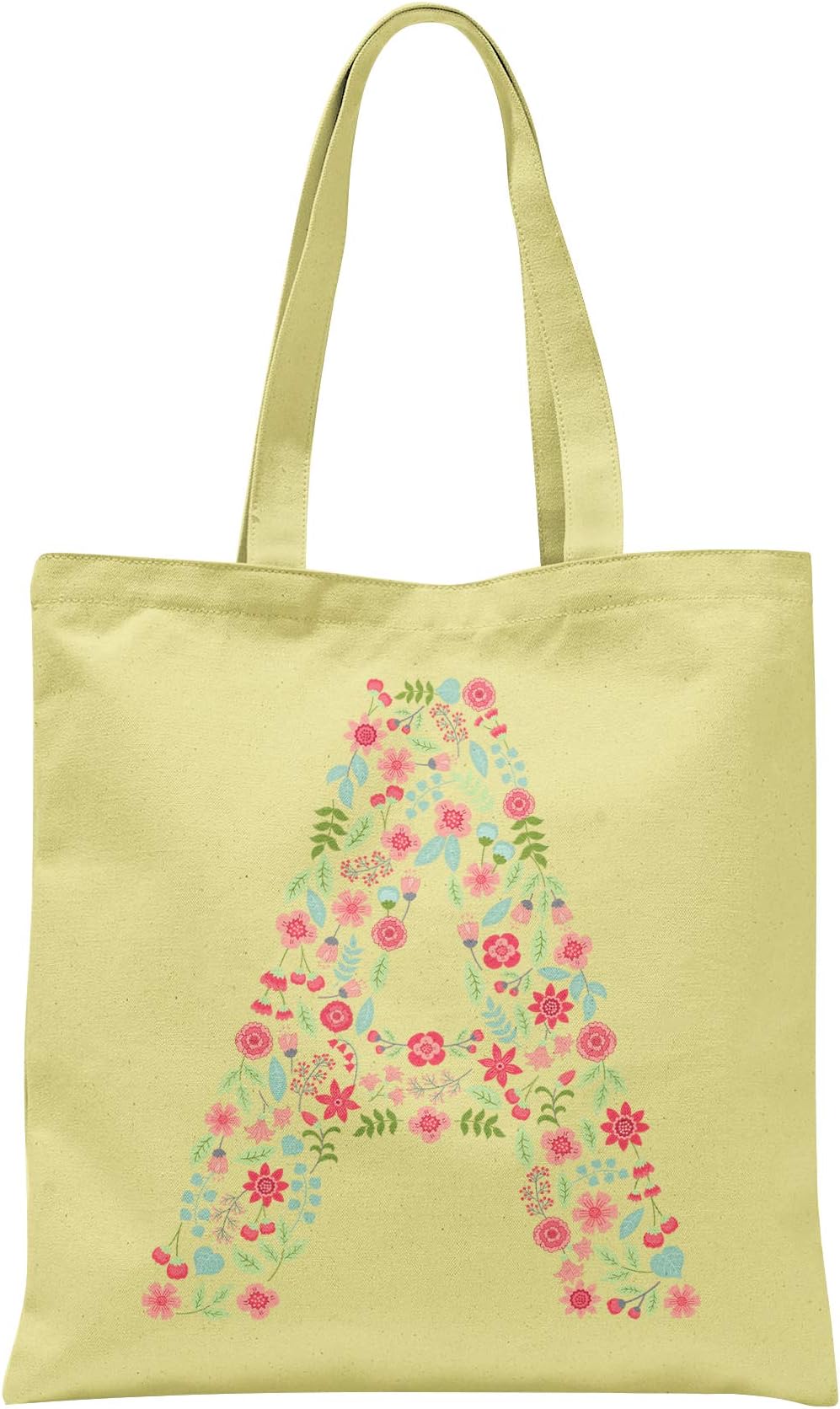 Personalised Floral Alphabet Tote Bag Any Letter Shopper Birthday Gift Present