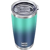 WETOWETO 20oz Insulated Stainless Steel Tumbler, Double Wall Vacuum Travel Coffee Mug, Leak-Proof Tumbler Cup for Home Office Travel (Green-Blue Gradient, 1 Pack)