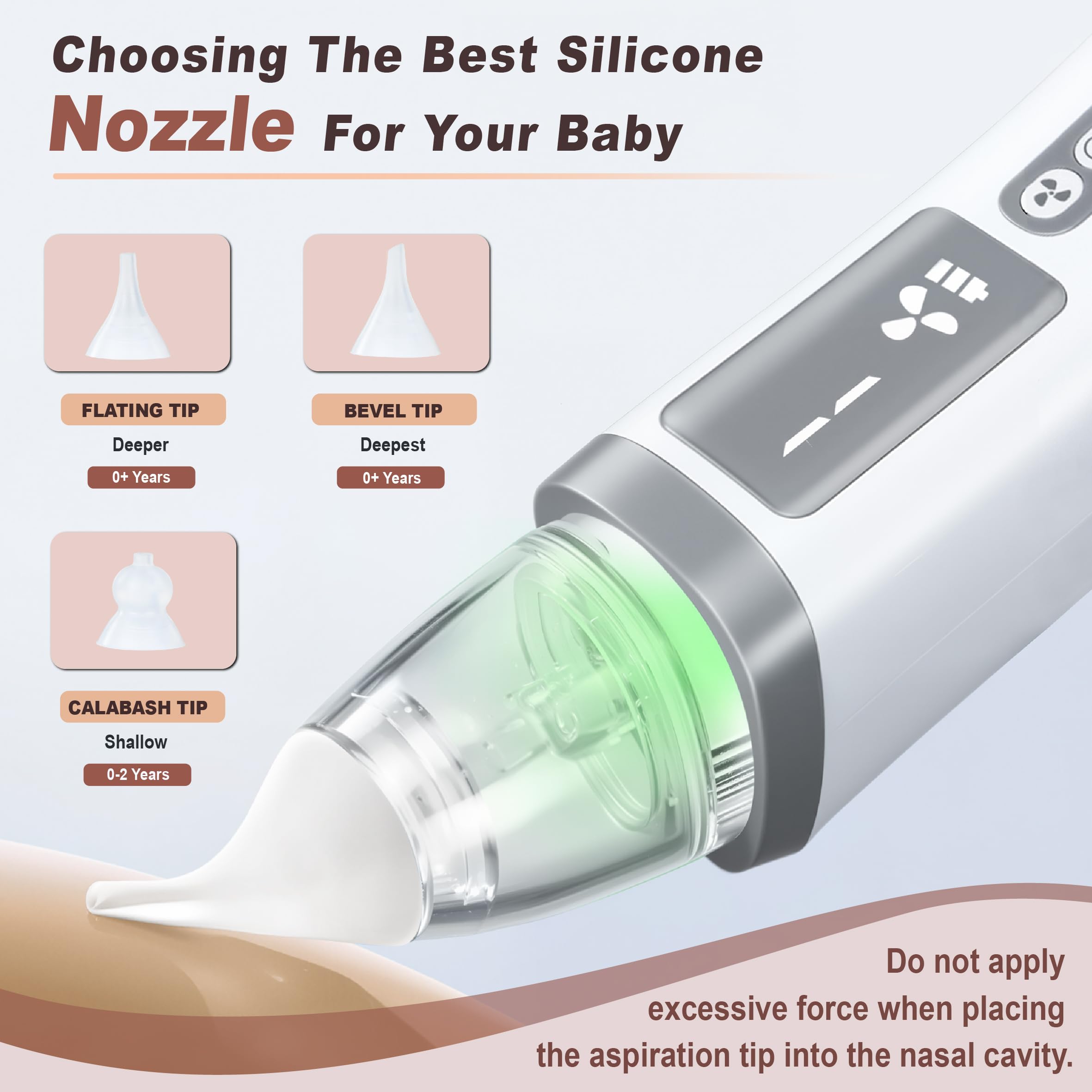 TopQuaFocus Baby Nasal Aspirator, Electric Nose Sucker Cleaner, 3 Adjustable Suction Power Level for Babies and Toddlers