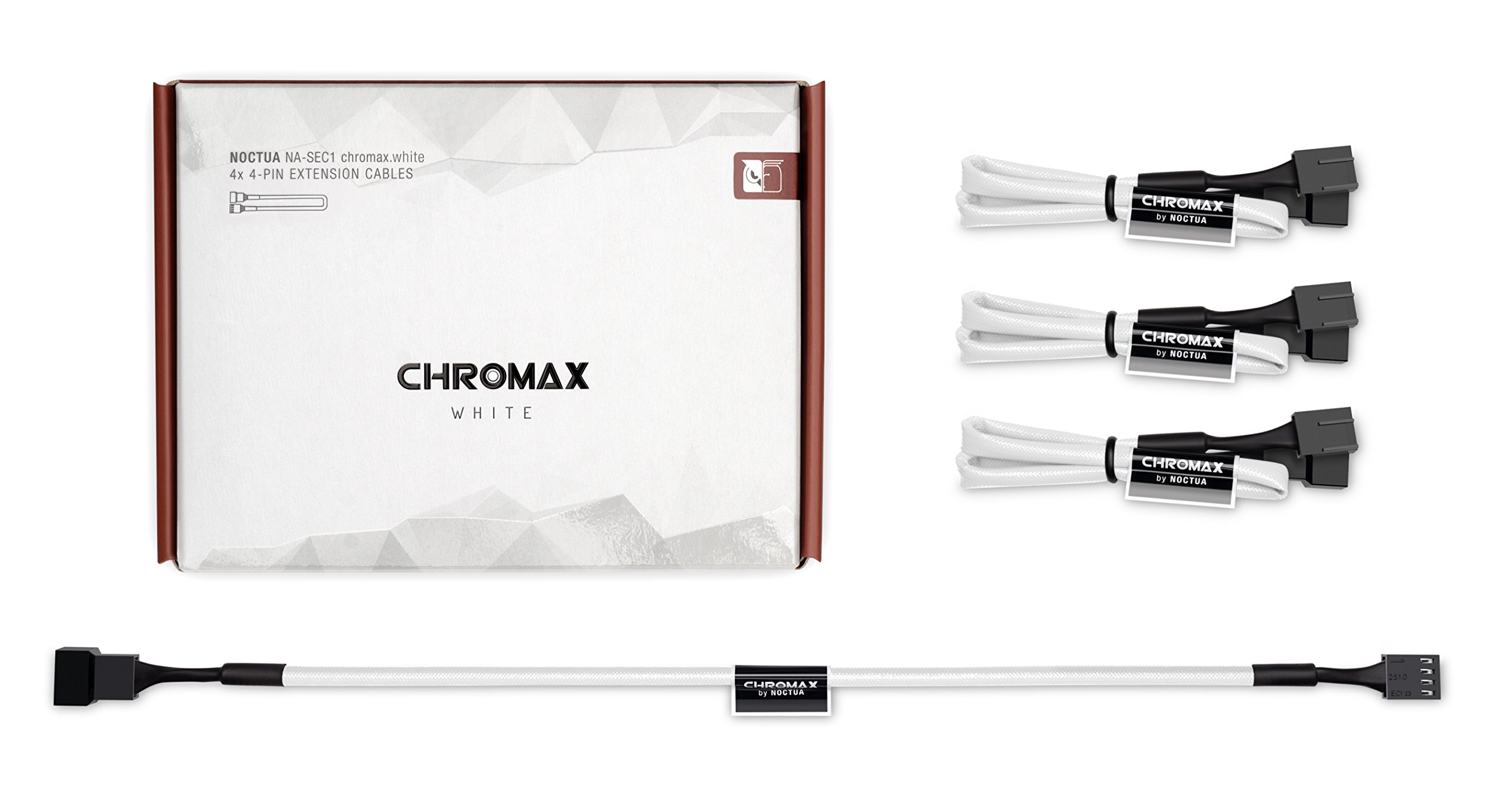 Noctua NA-SEC1 chromax.white, 3-Pin/4-Pin Extension Cables (30cm, White)