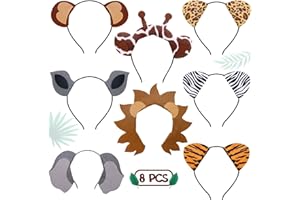 CiyvoLyeen Animals Ears Headbands Birthday Jungle Safari Zoo Party Favor Monkey Rhinoceros Elephant Hair Hoop for Kids