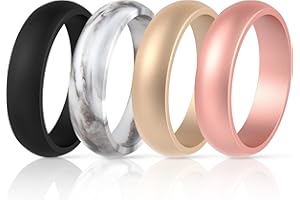 ThunderFit Silicone Wedding Bands for Women, Dome Unique Anniversary Rings 5.5mm Wide 2mm Thick - 1/2/3/4/5/6/7/8/12 Variety Multipack