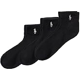 POLO RALPH LAUREN womens Cushioned Cotton Sport Ankle Socks - 3 Pair Pack - Athletic Half Cushion Comfort
