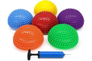 Yes4All Balance Pods Hedgehog with Hand Pump – Sensory Stepping Stone – Hedgehog Balance Pods/Balancing Pods (Set of 6)