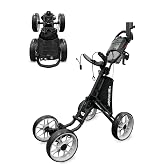 CaddyTek 4 Wheel Golf Push Cart - Caddycruiser One Version 8 1-Click Folding Trolley - Lightweight, Compact Pull Caddy Cart, Easy to Open