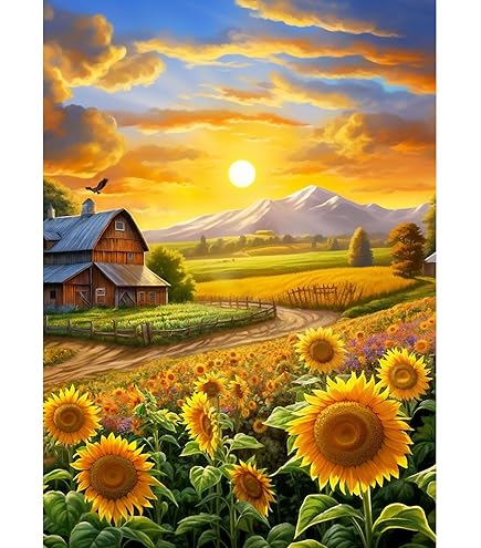 Sunflower Town 1000 Piece Jigsaw Puzzle - Scenic Landscape Nature Puzzle For Adults 50x70cm