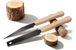 2 Pieces Hand Saw for Wood Cutting with Flush Cut, Double Edged SK5 Flexible Blade, Wooden Handle, 12 Inch, for DIY, Woodwork