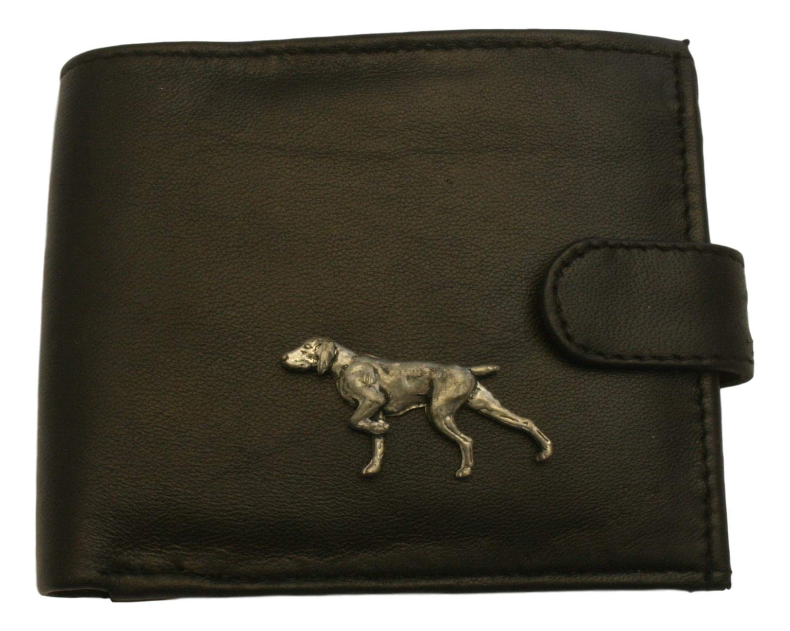 Pointer Dog Black Leather Mens Wallet RFID Protection