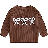 Toddler Baby Girl Knit Sweater Bow Embroidery Chunky Sweatshirt Tops Oversized Warm Christmas Fall Winter Clothes