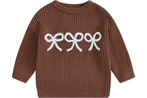 Beautooly Infant Newborn Baby Girl Cute Long Sleeve Bow Embroidery Chunky Knitted Sweater Toddler Fall Winter Outfits
