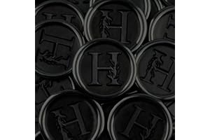 WADKOOTO 25Pcs Black Wax Seal Stickers Handmade Vintage Botanical Leaves Adhesive Letter Wax Stickers for Wedding Party Invitations, Envelope, Gift Wrap, Christmas(Initial H, Black)