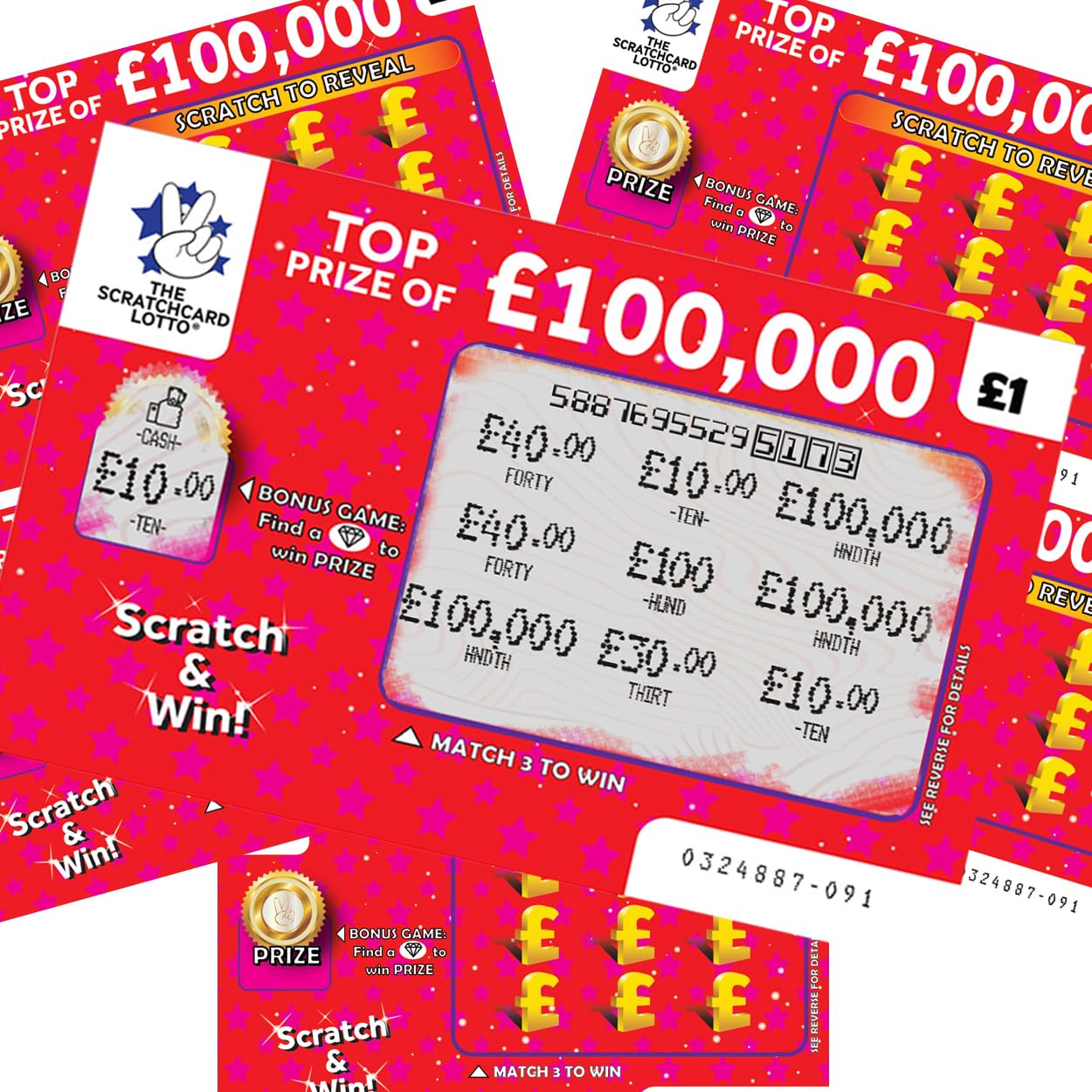 Fake Joke Scratch Cards Pack of 6 Prank Scratchcards Winning Lottery Tickets Funny Gift For Birthday Xmas Christmas